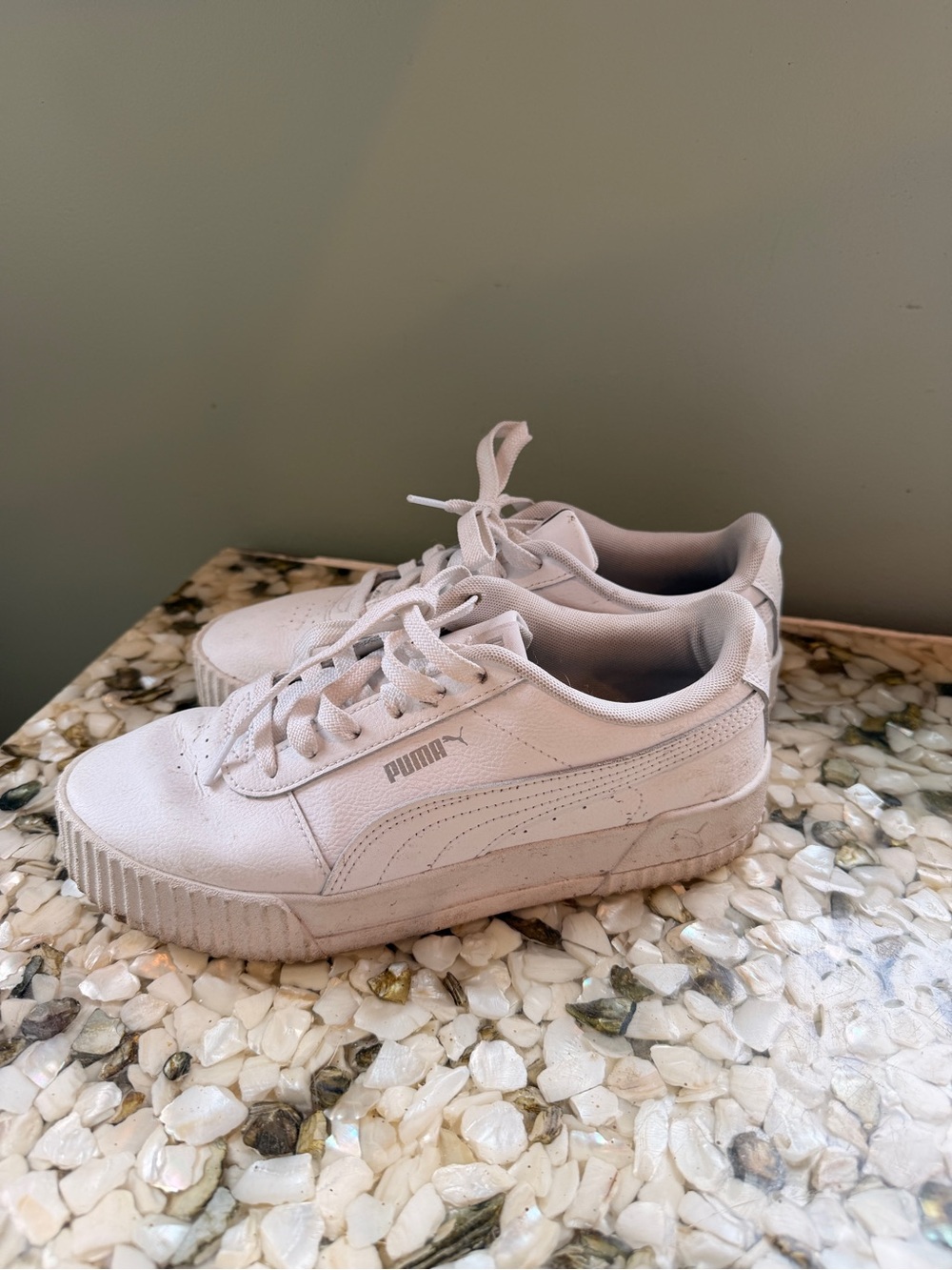 PUMA White Lace-Up Sneakers